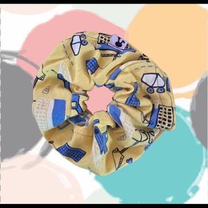 Vehicles yellow cotton scrunchie